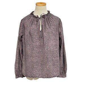 Closed Scarlett Blouse Peasant Top Ruffles Geometric Blue Red Size Medium M